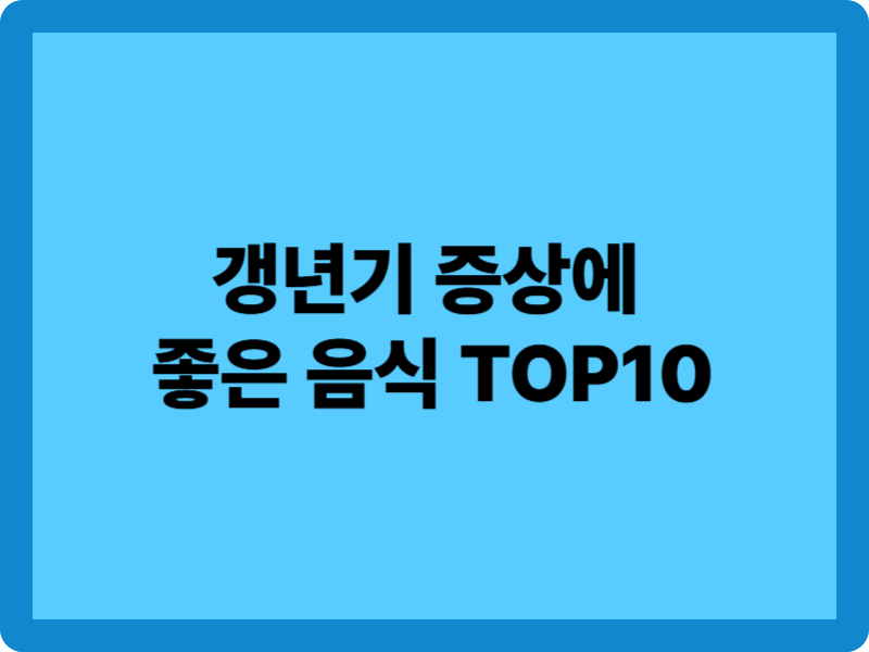 갱년기 증상에 좋은 음식 TOP10 1 갱년기 증상에 좋은 음식 TOP10