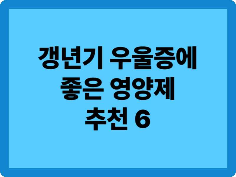 갱년기 우울증에 좋은 영양제 추천 6가지