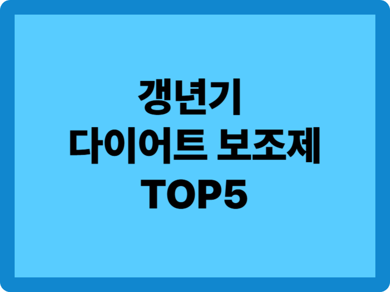 갱년기 다이어트 보조제 TOP5