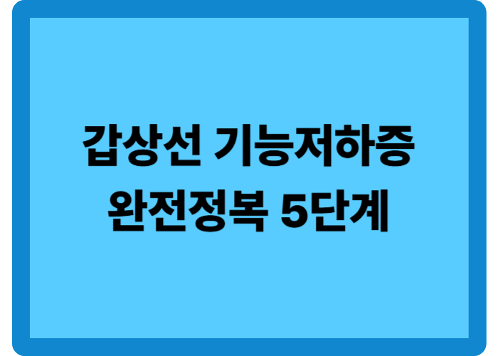 갑상선기능저하증 완전 정복 5단계