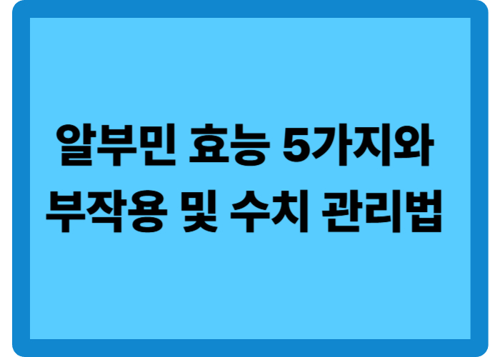 알부민 효능 5가지와 주의해야 할 부작용 및 수치 관리법 총정리